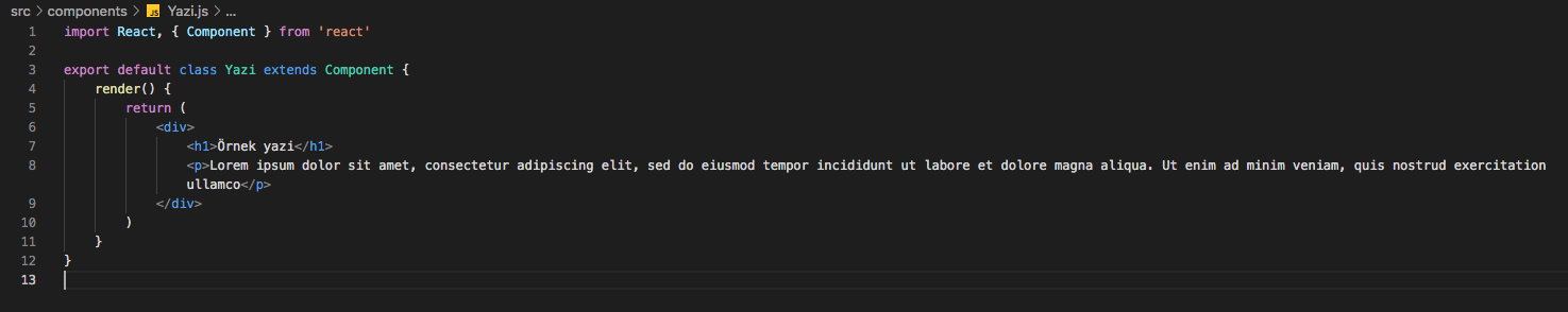 React Component mantığı