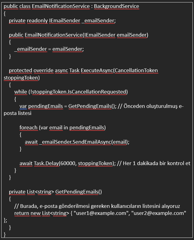 Cr: youtube/@Tech Buddy/ .Net Core BackgroundService |
IHostedService