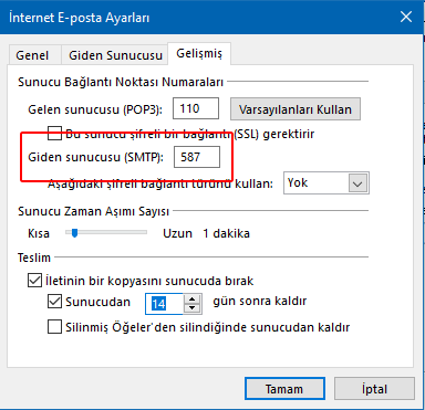 Outlook POP Mail Kurulumu