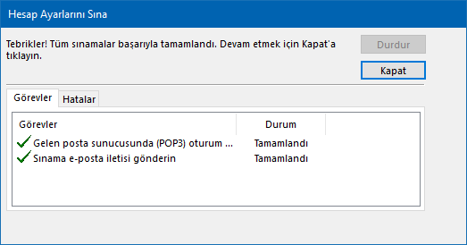 Outlook POP Mail Kurulumu